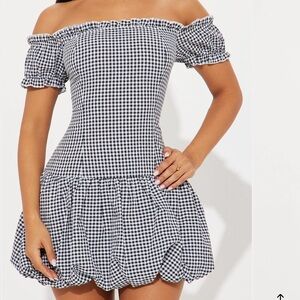 Gingham Bubble Mini Dress